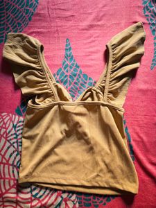 Chic Beige Ruched Crop Top