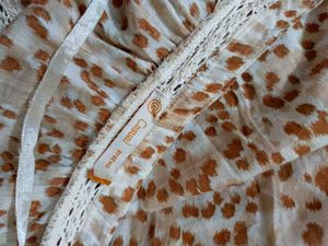 Brown Print Sheer Top