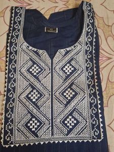 Navy Embroidered Tunic Top
