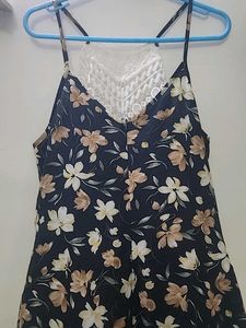 Floral Print Dress with Crochet Detail