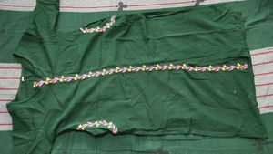 Bottle Green Handloom Cotton Embroidery Kurta Set