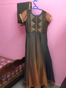 Double shade Anarkali with bottom and dupatta