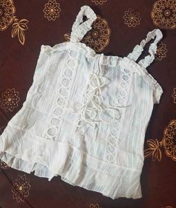 URBANIC White Lace Trim Cami Top