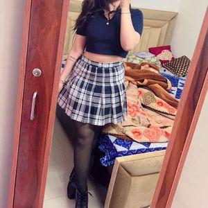 Checked A Line Skirt