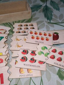 Wooden Jigsaw Puzzel to Learn Numbers And Fruits