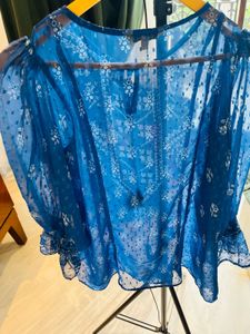 Elegant Blue Embroidered Top