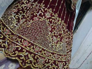 Maroon &amp; Gold Embroidered Dress.