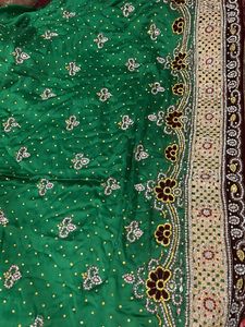Emerald Green Diamond Work Saree