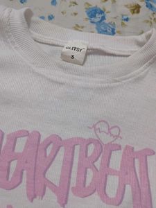 White Crop Top with Cartoon Graphic Printed