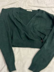 Green Cropped Cardigan