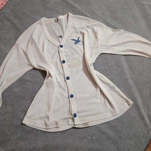 White Printed Stretchable Shirt