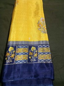 Yellow &amp; Blue Floral Saree