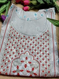 Embroidered Kurti - Beige