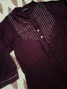 Burgundy Embellished Kurti