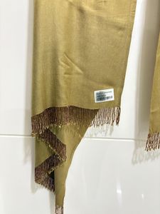 Beige Stole With Fringes