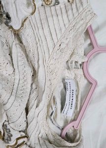Boho ZARA Cotton Blend Embroidered Ruffle Tunic
