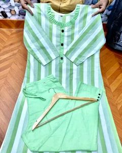 Trendy Khadi Cotton Printed 3/4 Sleeves Kurta
