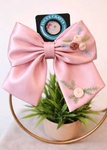 Embroidered Hair Bow Clip