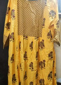 A Line Mustard Yellow Kurti With Duppata, NO PANT