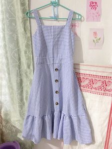 blue gingham dress