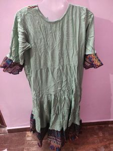 Xxl Embroidered Green Kurta