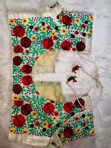 Embroidered Floral Metallic Blouse