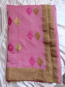 Baby Pink Colour Cotton Blended Saree