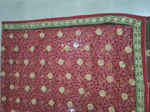 Maroon Embroidered Chunri