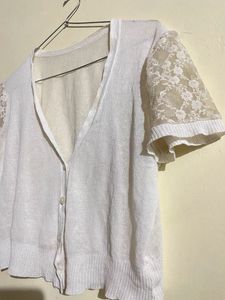 A White Colour Shrug Top For Women