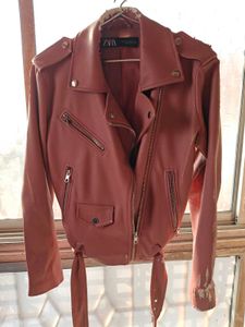 Zara Peach Leather Jacket Imported