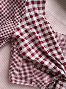 Gingham One-Shoulder Top