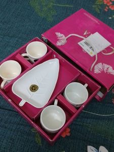 Gifting Set Of Plastic 1 Plate 4 Ceramic Cup
