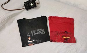 Two Unisex Red And Black Round neck T-shirts