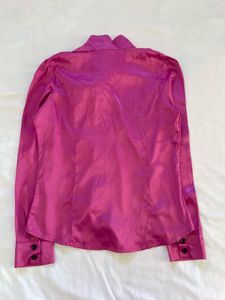 Elegant Victorian Ruffled Magenta Korean Blouse