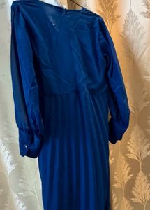 Elegant Blue Pleated Dress