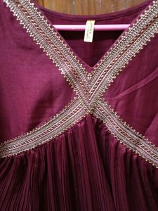 1-TimeUsed AhikaBrand Maroon FloorLength Frok-Dupa