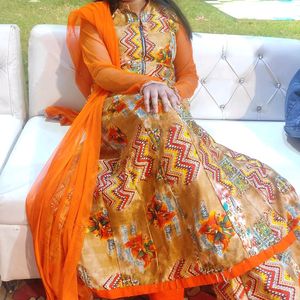 Ethnic Gown Dress with Pant And A Chunni