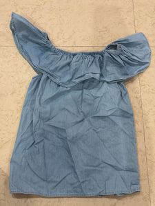 Chambray Off-the-Shoulder Dress