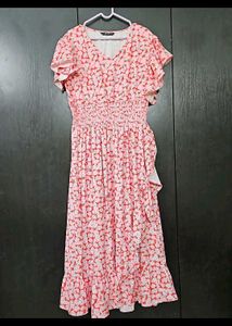 Ruffle Sleeves Midi Dress