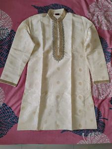 Elegant Cream Embroidered Kurta