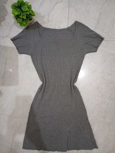 Gray Knit Mini Dress