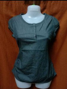 Grey Button-Down Top 32size