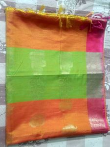 Elegant Green &amp; Orange Saree