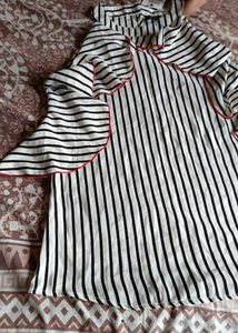 Striped Ruffle Trim Top