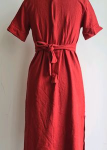 Linen Dress Round Neck