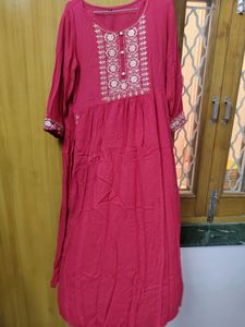 Price Drop Anarkali Cotton Kurti With Pant(2 Pcs)