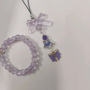 Cute Purple Bracelet &amp; Charm Set
