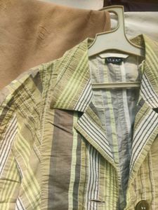 Striped Shirt coat with panelling