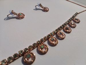 Rose Gold Necklace Set For Women Girl Party Wear