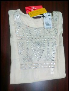Elegant White Mirror Work Kurti
